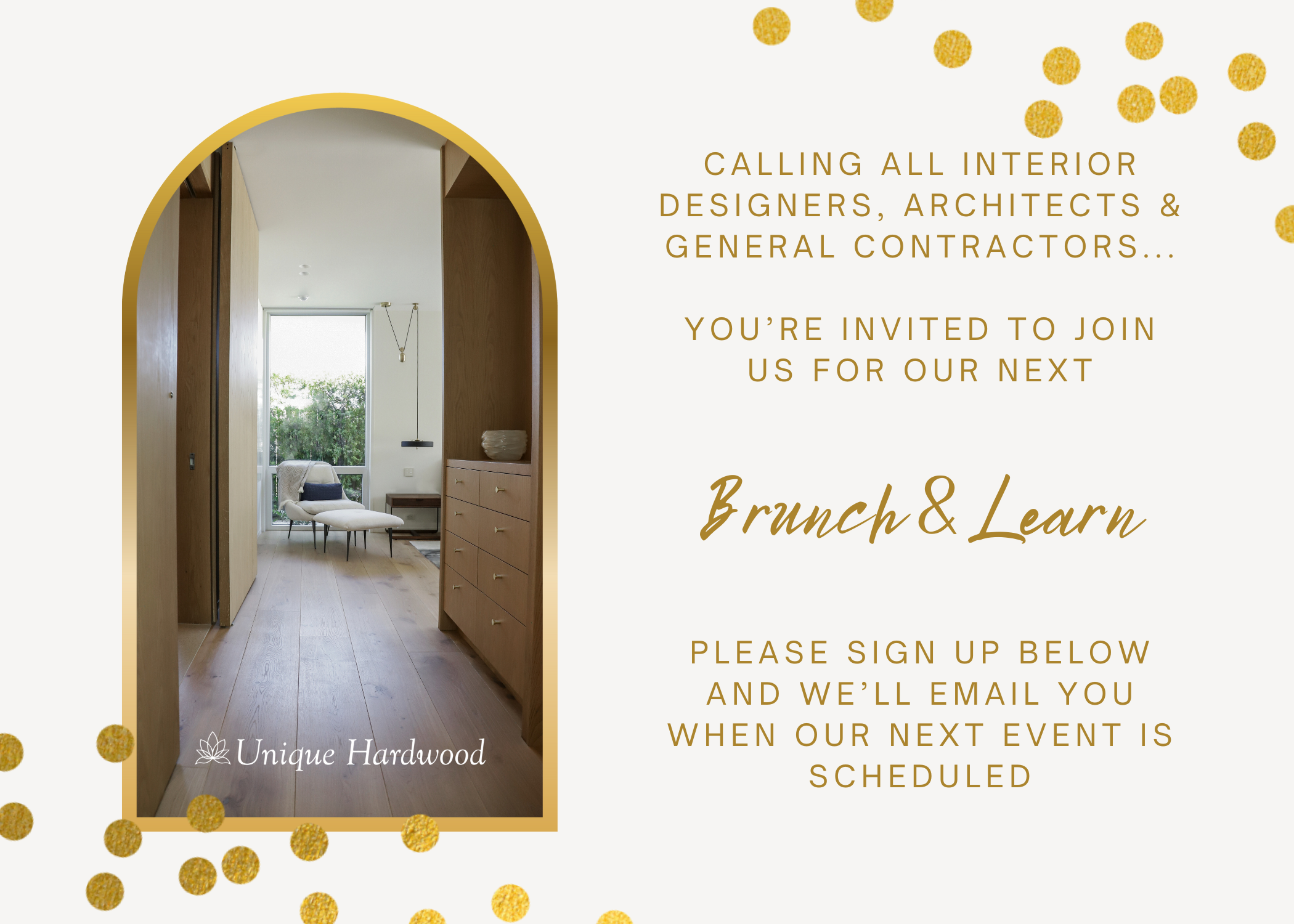 Unique Hardwood Brunch & Learn invitation website signup1